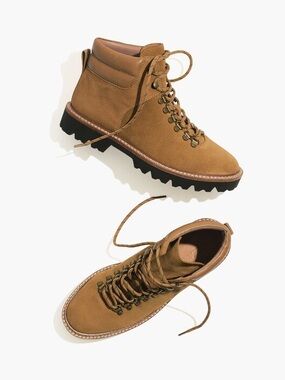 Madewell The Citywalk Lugsole Hiker Boot in Leather Toffee